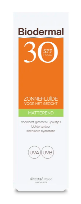 Biodermal Zonnefluïde Gezicht - Matterend SPF30