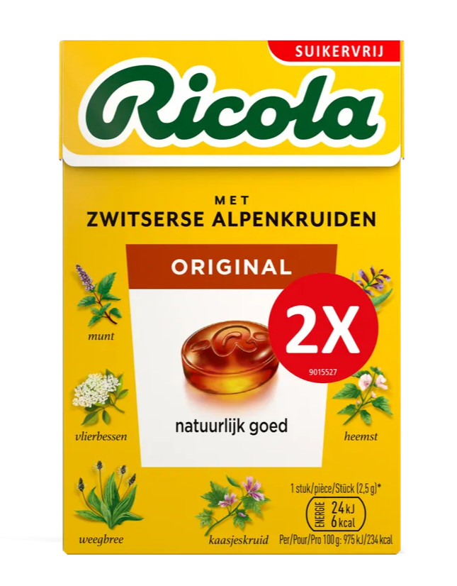 Ricola Keelpastilles Original Suikervrij Duoverpakking
